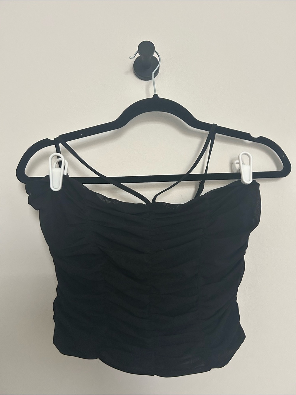 Forever 21 Black Ruched Strappy Corset Style Camisole
